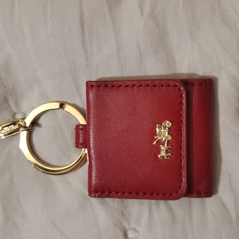 Coach Red Keychain with Gold Accents